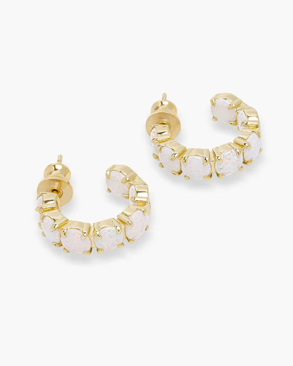 "Oh She Fancy" .75" White Opal Hoops