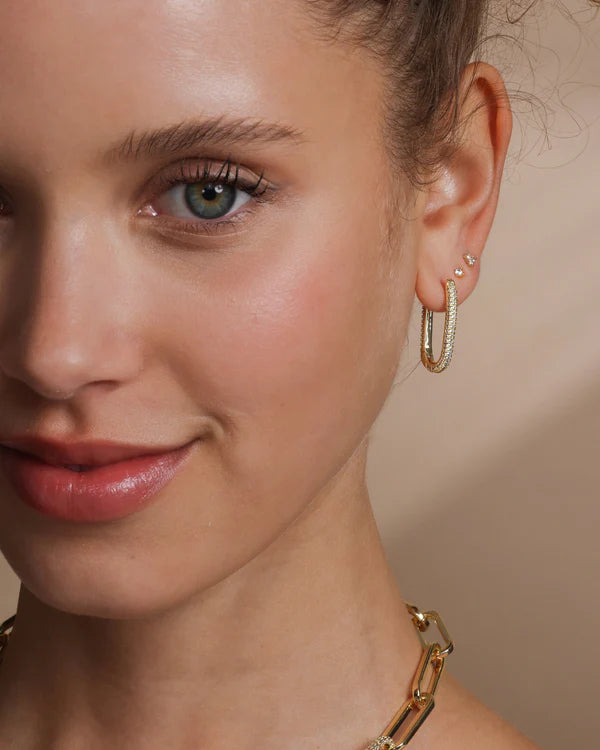 Carrie Pave Chain Huggies