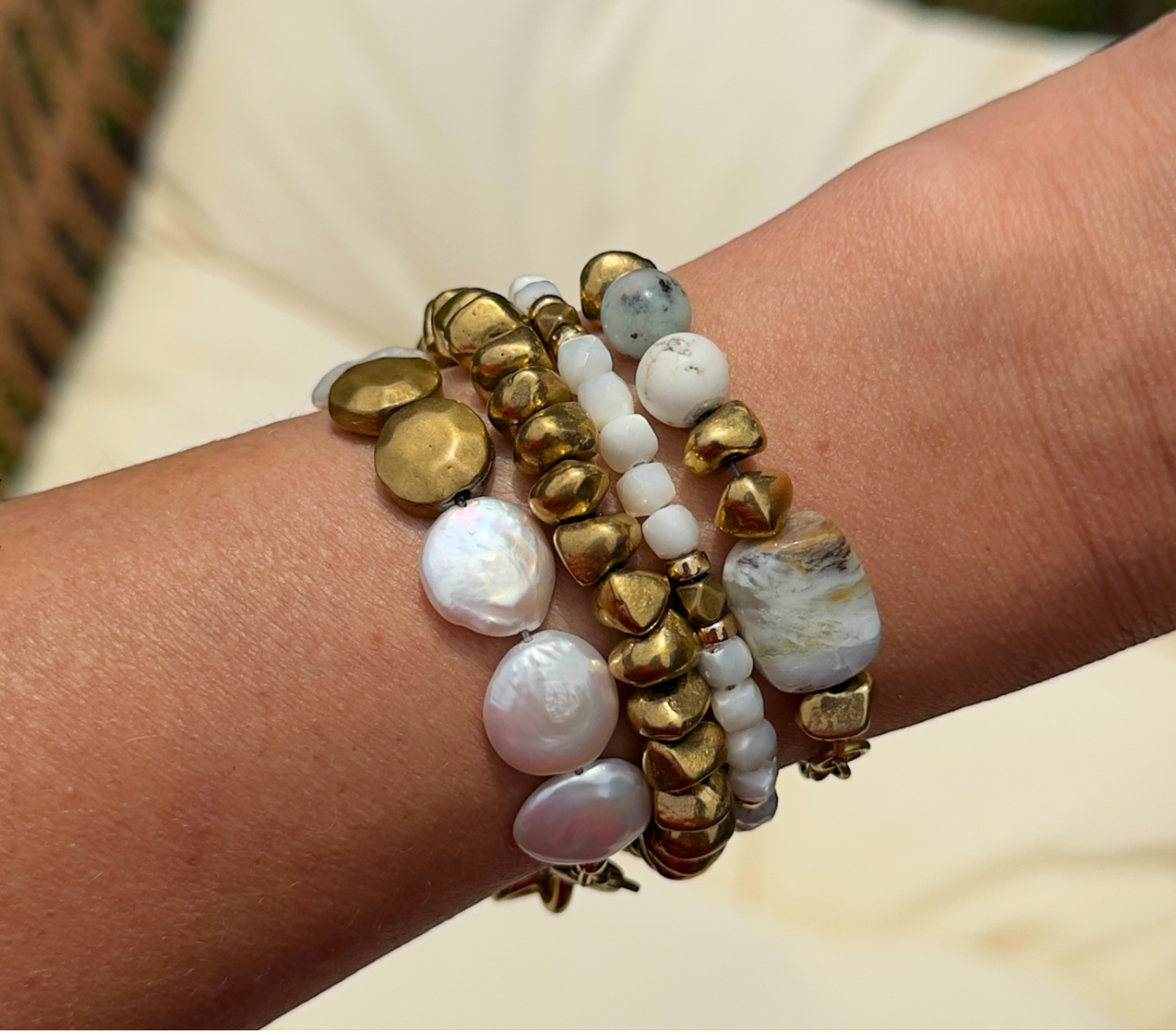 REMIX: MERIDIAN PERUVIAN OPAL & KIWI JASPER BRACELET