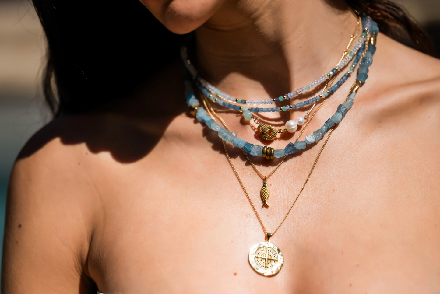 MINI BEADED SANTA MARIA AQUAMARINE & AMAZONITE NECKLACE