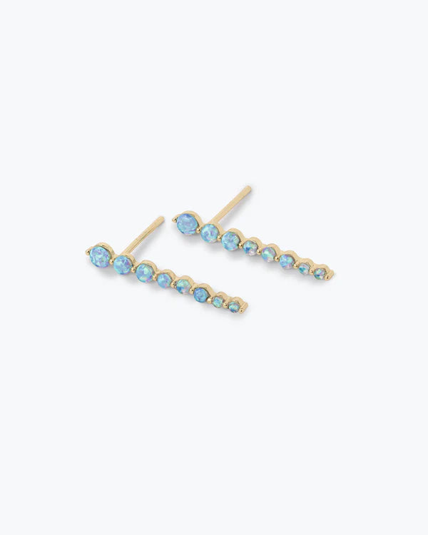 She's an Icon Blue Opal Dagger Earrings Gold Blue Opal