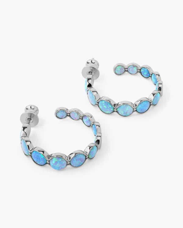 She's an Icon Blue Opal Hoops 1" Gold Blue Opal