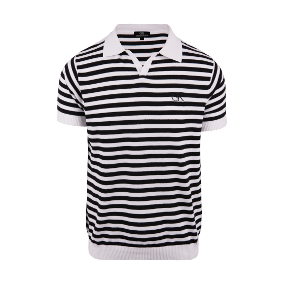 KEVIN COTTON KNIT TOP BLACK & WHITE STRIPED