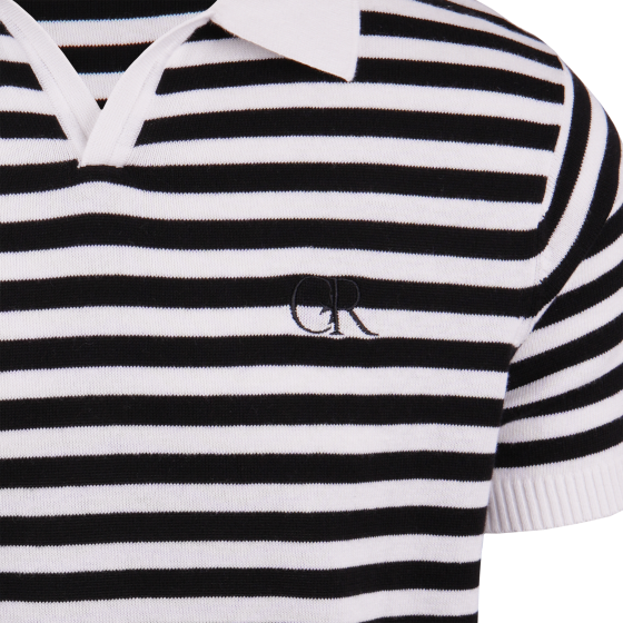 KEVIN COTTON KNIT TOP BLACK & WHITE STRIPED