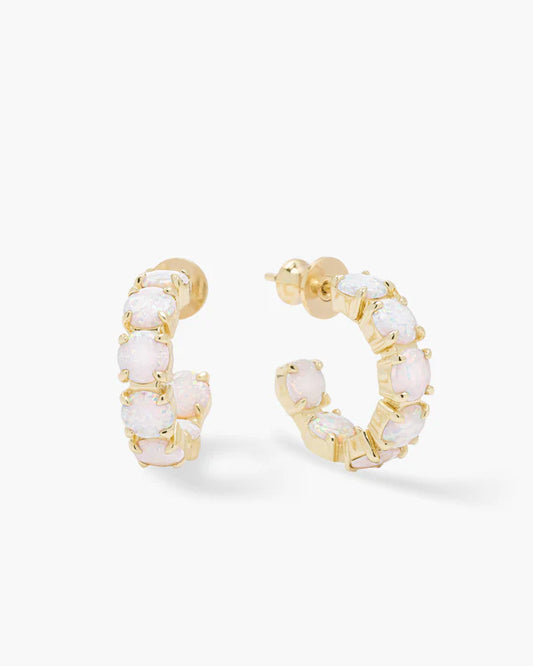 "Oh She Fancy" .75" White Opal Hoops