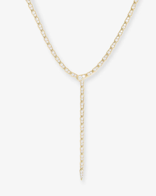Pavé Serpent Lariat Necklace, Gold|White Diamondettes