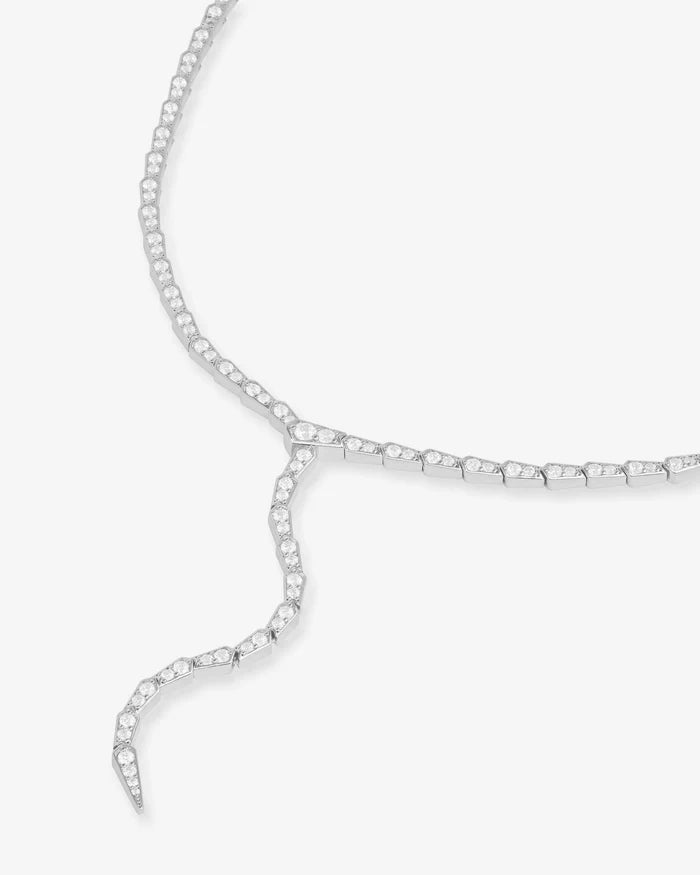 Pavé Julian Cuban Chain Necklace 6.8mm, Gold|White Diamondettes