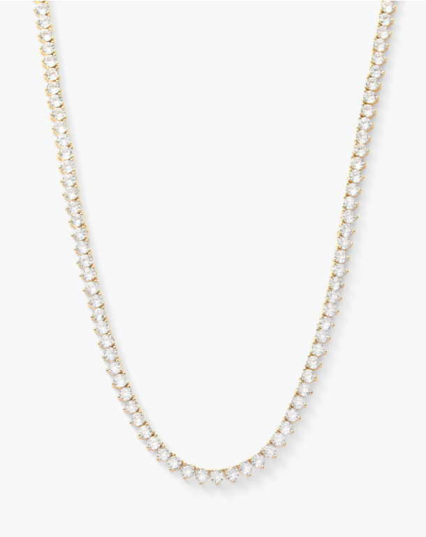 Not Your Basic Tennis Necklace 16" Gold|White Diamondettes