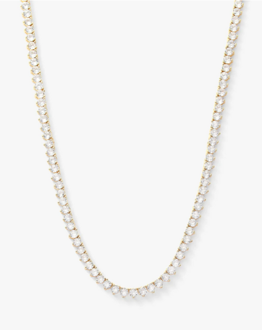 Not Your Basic Tennis Necklace 16" Gold|White Diamondettes