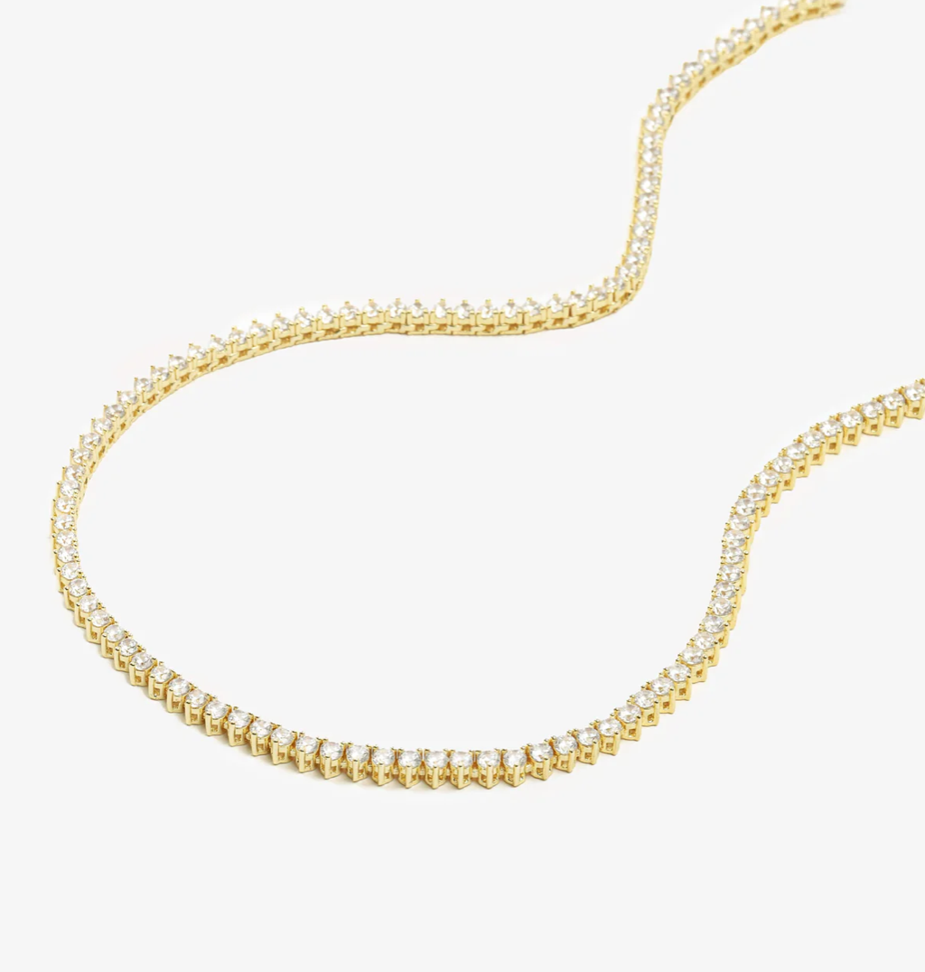 Not Your Basic Tennis Necklace 16" Gold|White Diamondettes