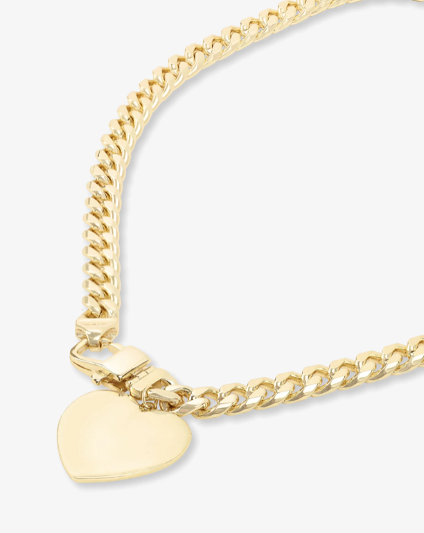 Julian XL Heart Cuban Chain Necklace 16" Gold