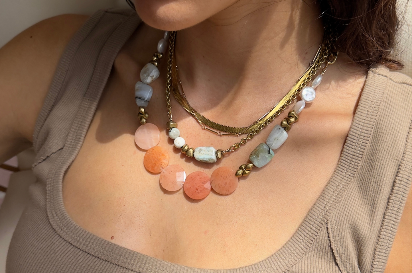 MERIDIAN: PERUVIAN OPAL & KIWI JASPER NECKLACE