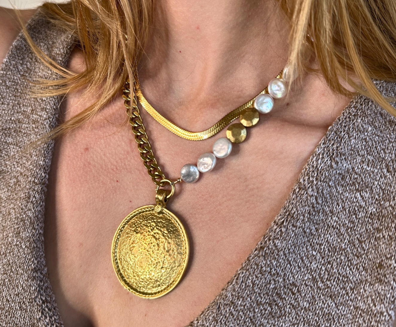 PEARL COIN & SHIELD (LIMITED-EDITION) NECKLACE