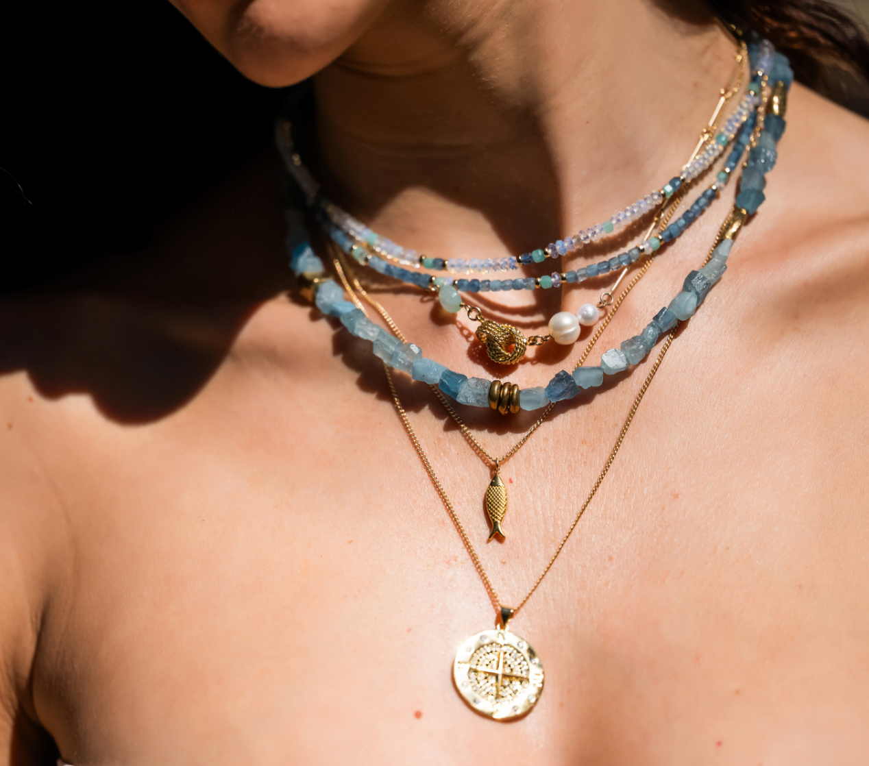 MINI BEADED SANTA MARIA AQUAMARINE & AMAZONITE NECKLACE