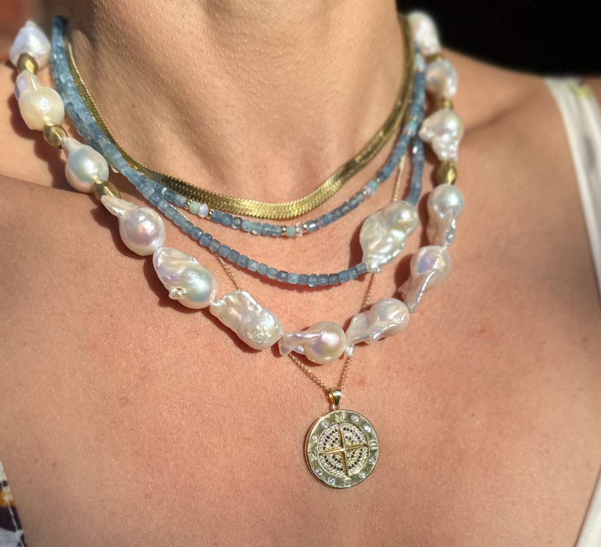 MINI BEADED SANTA MARIA AQUAMARINE & AMAZONITE NECKLACE