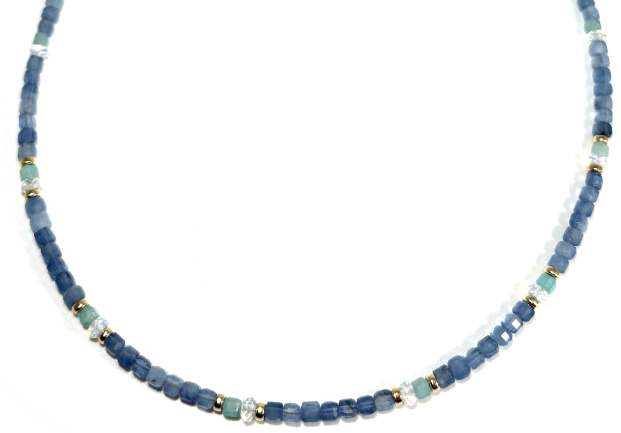 MINI BEADED SANTA MARIA AQUAMARINE & AMAZONITE NECKLACE