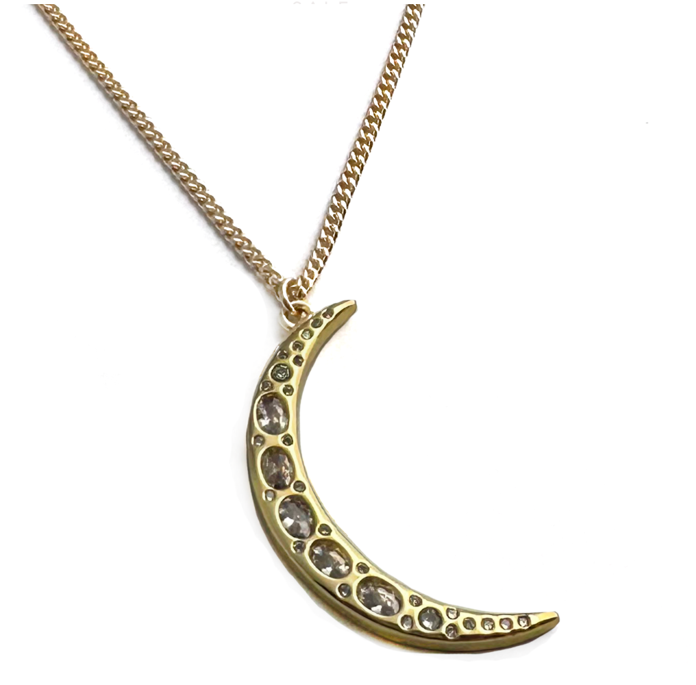 CRYSTAL CRESCENT MOON NECKLACE