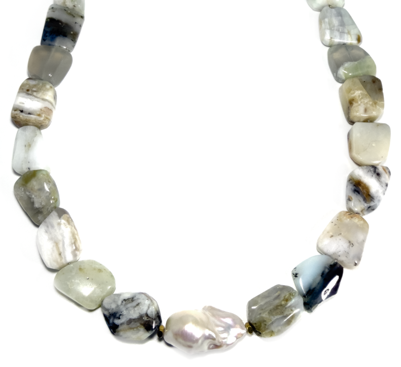 PERUVIAN BLUE OPAL & BAROQUE PEARL NECKLACE (LIMITED EDITION)