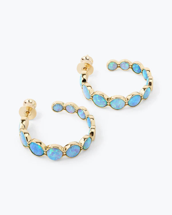 She's an Icon Blue Opal Hoops 1" Gold Blue Opal