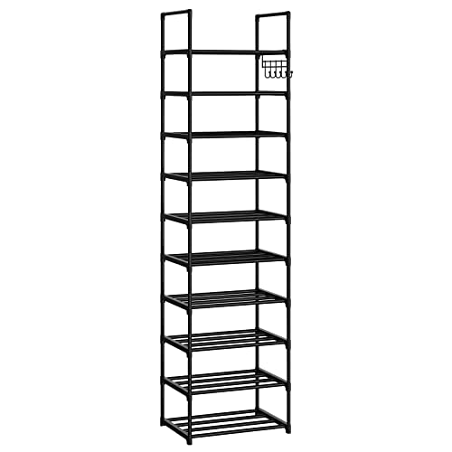 10 Tier Narrow Shoe Rack, Sturdy Metal Free Standing Tall Shoe Rack That  Can Store 20-24 Pairs of Shoes, Stackable Shoe Organizer Storage Shelf for  Entryway to Increase The Use of Space