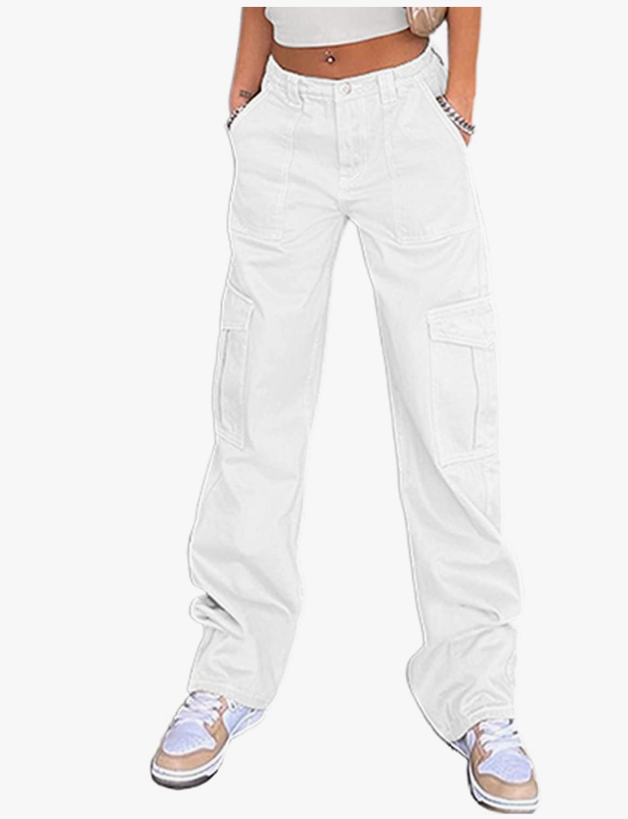 White Y2K Cargo Pants