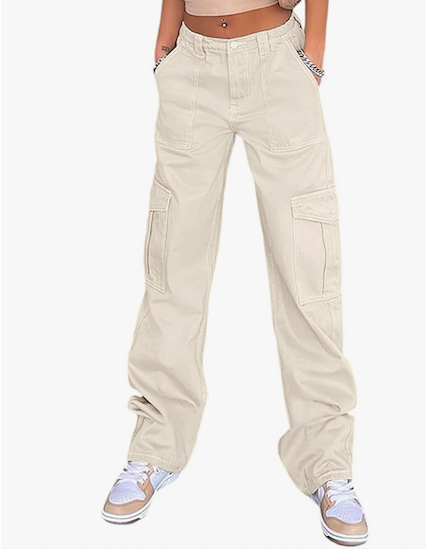 Beige Y2K Cargo Pants